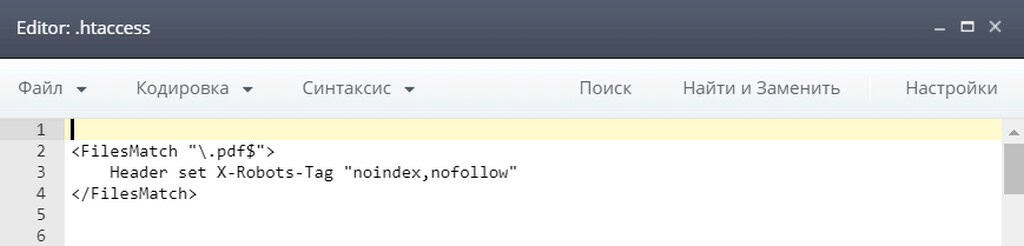 Пример закрыть от индексации все файлы .pdf через x robots tag